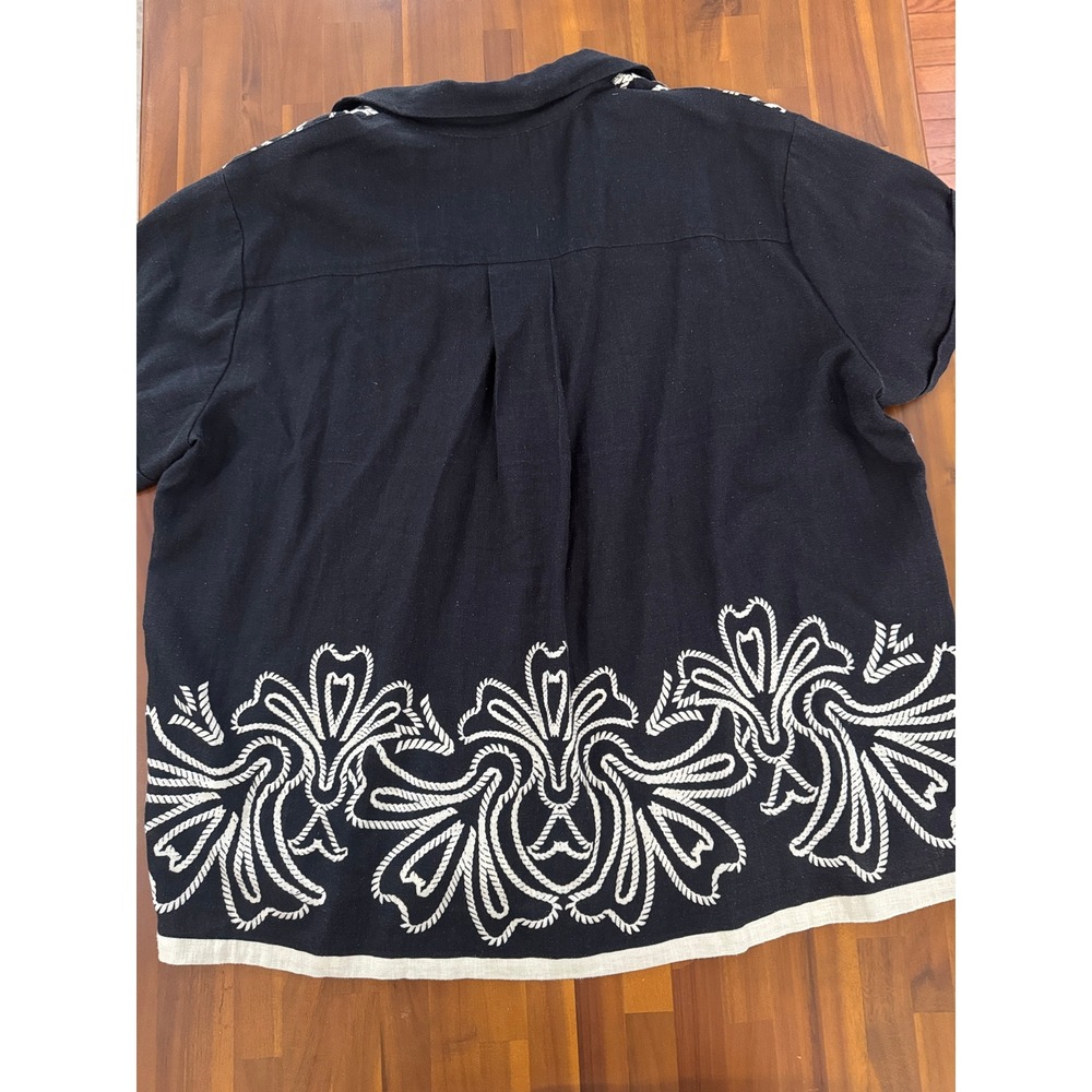 Anthropologie The Brenna Short-Sleeve Buttondown Shirt Linen Edition XL - Picture 7 of 7